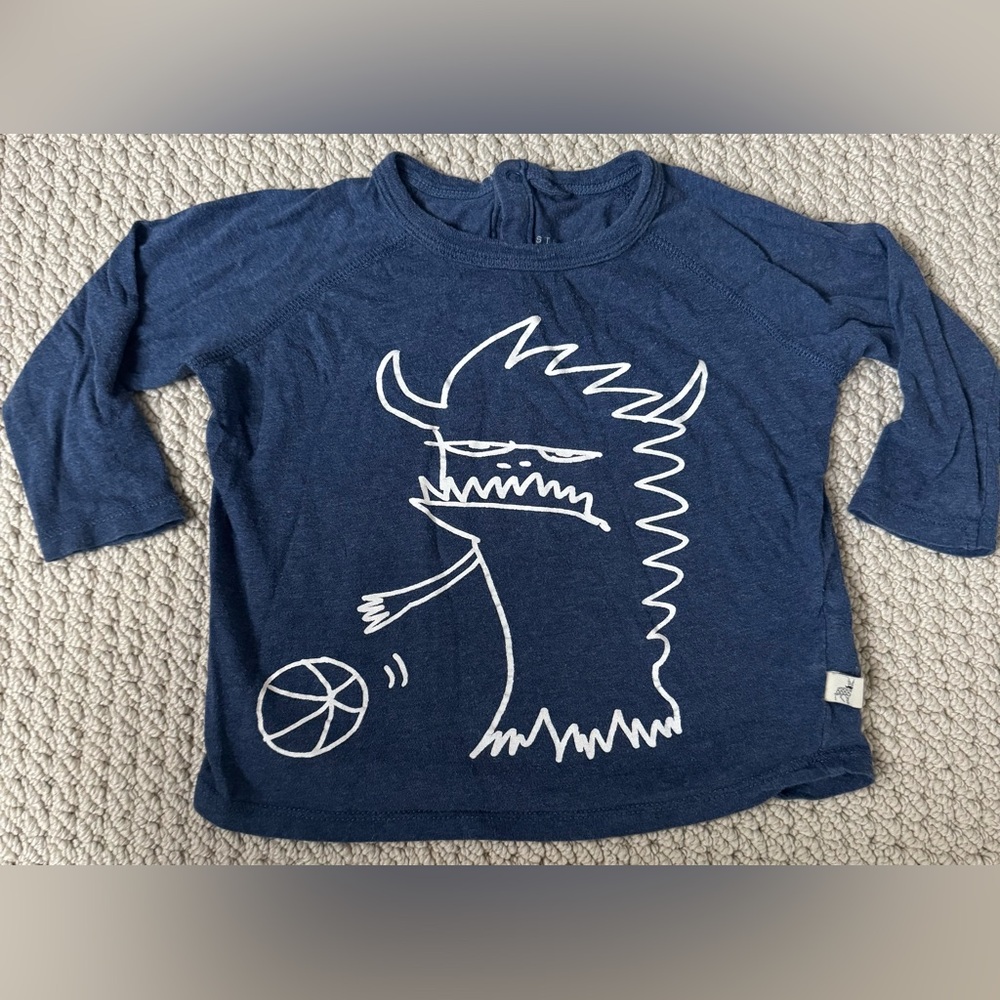 Stella McCartney Kids Navy Monster Long Sleeve Tee